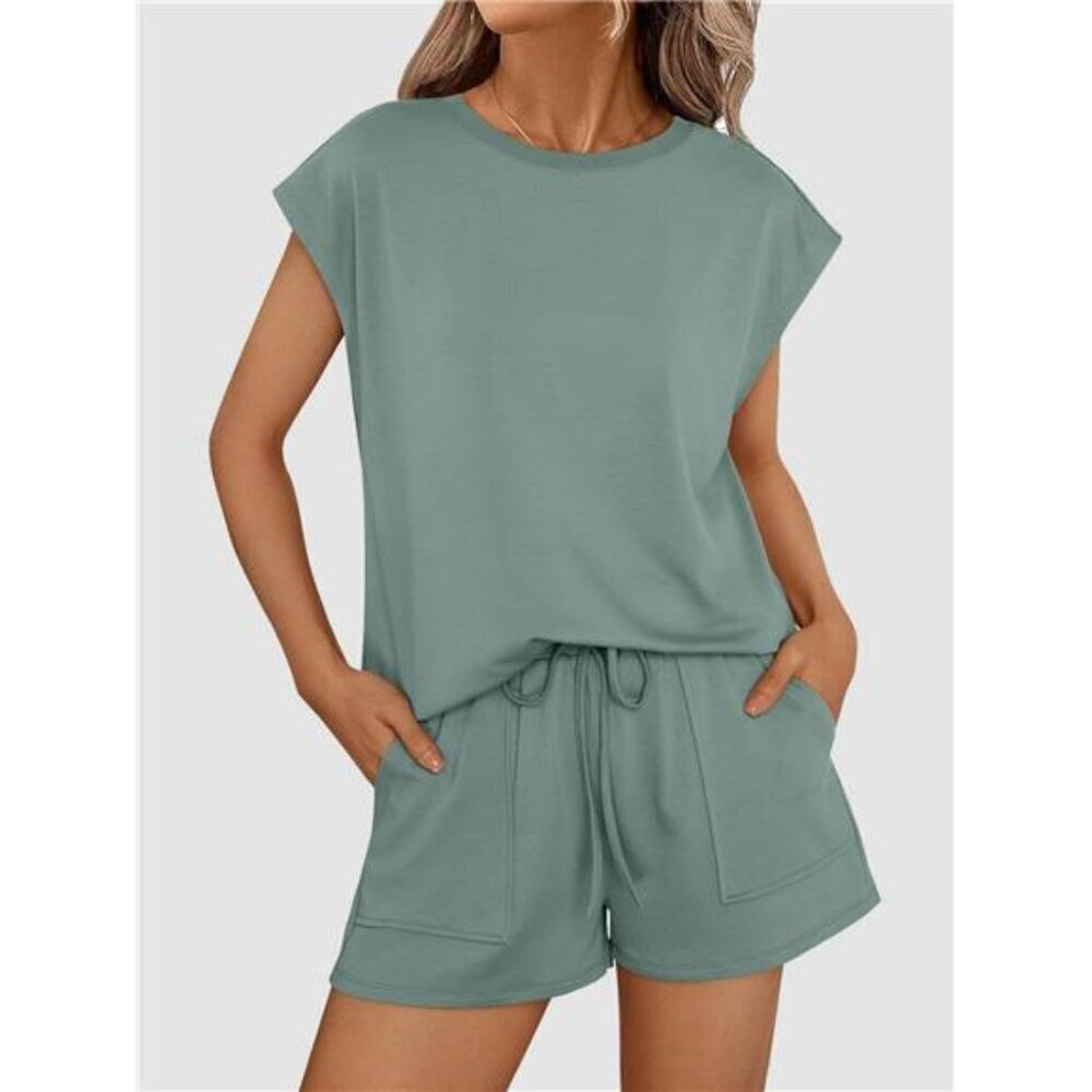 Round Neck Cap Sleeve Top and Shorts Set - Picture 6 of 16